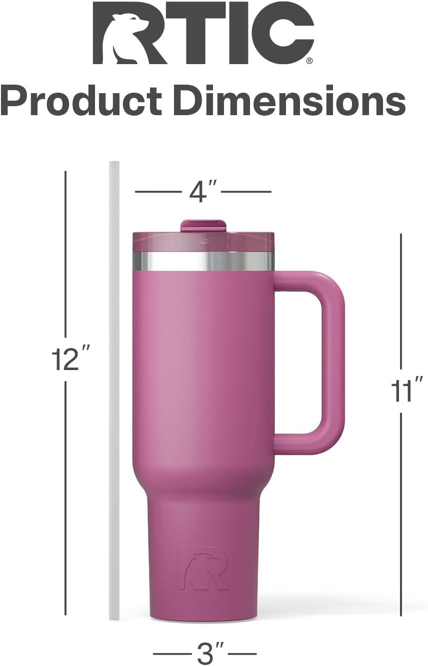 30 oz Road Trip Tumbler Double-Walled Insulated Stainless Steel Portable Travel Coffee Mug Cup with Lid, Handle and Straw, Midnight Dust Metallic - Colors A
