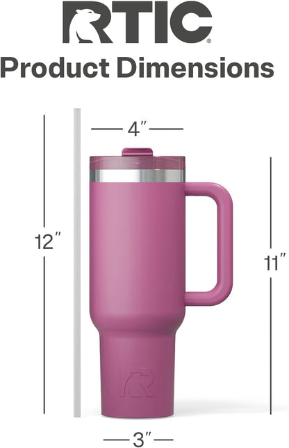 30 oz Road Trip Tumbler Double-Walled Insulated Stainless Steel Portable Travel Coffee Mug Cup with Lid, Handle and Straw, Midnight Dust Metallic - Colors A