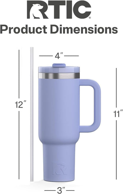 30 oz Road Trip Tumbler Double-Walled Insulated Stainless Steel Portable Travel Coffee Mug Cup with Lid, Handle and Straw, Midnight Dust Metallic - Colors A