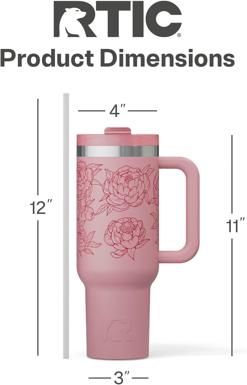 30 oz Road Trip Tumbler Double-Walled Insulated Stainless Steel Portable Travel Coffee Mug Cup with Lid, Handle and Straw, Midnight Dust Metallic - Colors A
