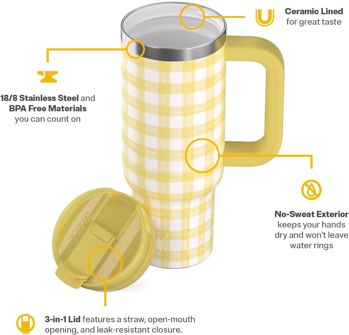 30 oz Road Trip Tumbler Double-Walled Insulated Stainless Steel Portable Travel Coffee Mug Cup with Lid, Handle and Straw, Midnight Dust Metallic - Colors A