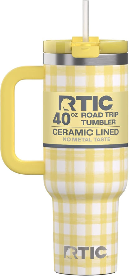 30 oz Road Trip Tumbler Double-Walled Insulated Stainless Steel Portable Travel Coffee Mug Cup with Lid, Handle and Straw, Midnight Dust Metallic - Colors A