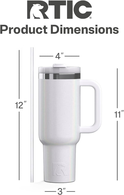 30 oz Road Trip Tumbler Double-Walled Insulated Stainless Steel Portable Travel Coffee Mug Cup with Lid, Handle and Straw, Midnight Dust Metallic - Colors A