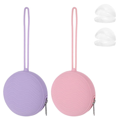 4 Pcs Pacifier Holder Case Set 2 Cover Pouch and 2 Clear Storage Box