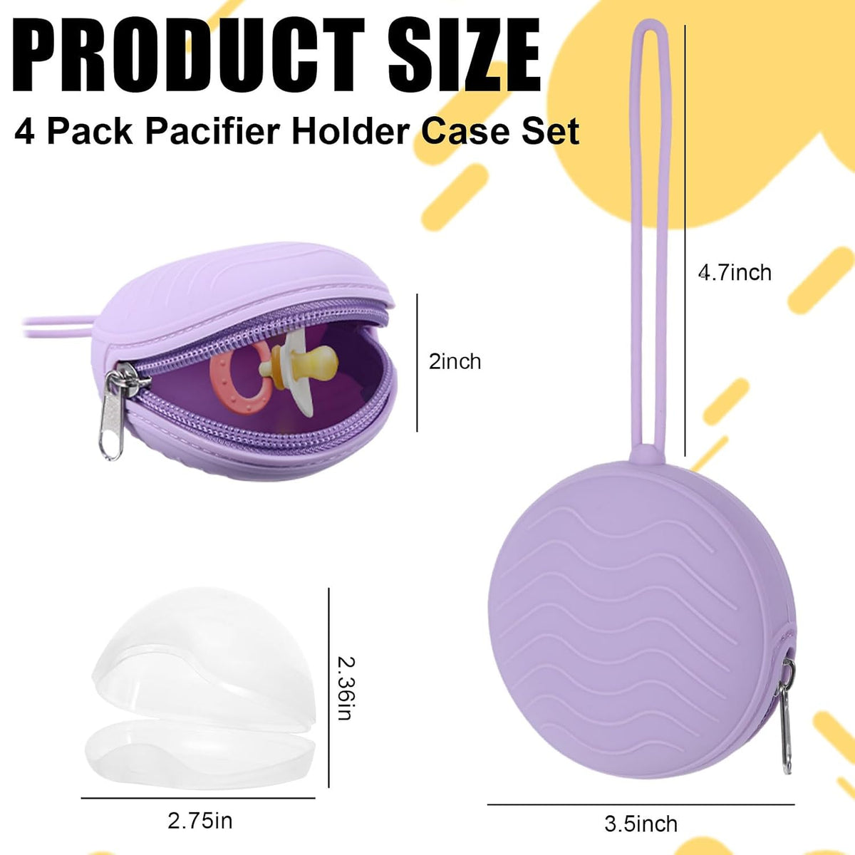 4 Pcs Pacifier Holder Case Set 2 Cover Pouch and 2 Clear Storage Box