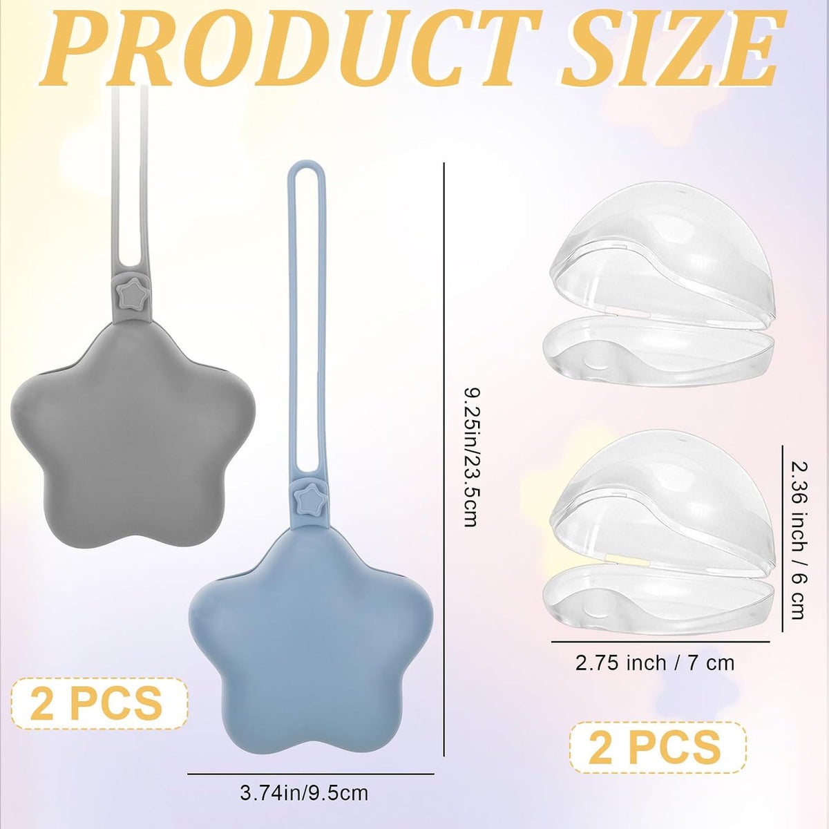 4 Pcs Pacifier Holder Case Set 2 Cover Pouch and 2 Clear Storage Box