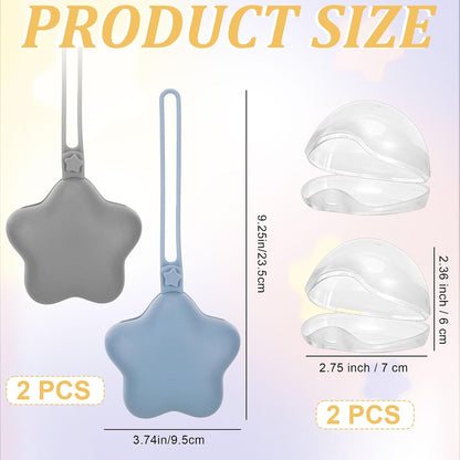 4 Pcs Pacifier Holder Case Set 2 Cover Pouch and 2 Clear Storage Box