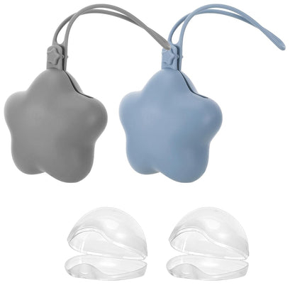 4 Pcs Pacifier Holder Case Set 2 Cover Pouch and 2 Clear Storage Box