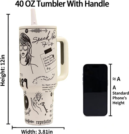 40 oz Tumbler with Handle and Flip Straw Lid, Cup Holder Friendly Insulated Stainless Steel Travel Mug, Gifts for Women & Men