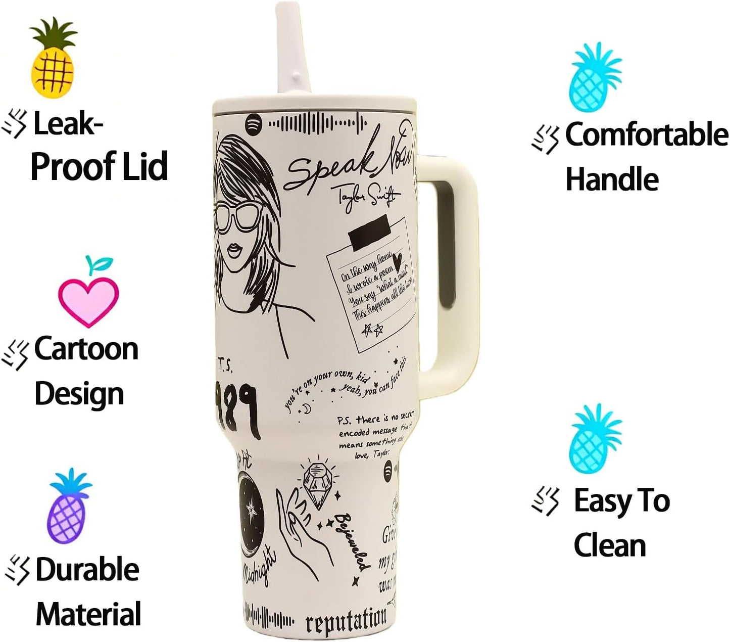 40 oz Tumbler with Handle and Flip Straw Lid, Cup Holder Friendly Insulated Stainless Steel Travel Mug, Gifts for Women & Men