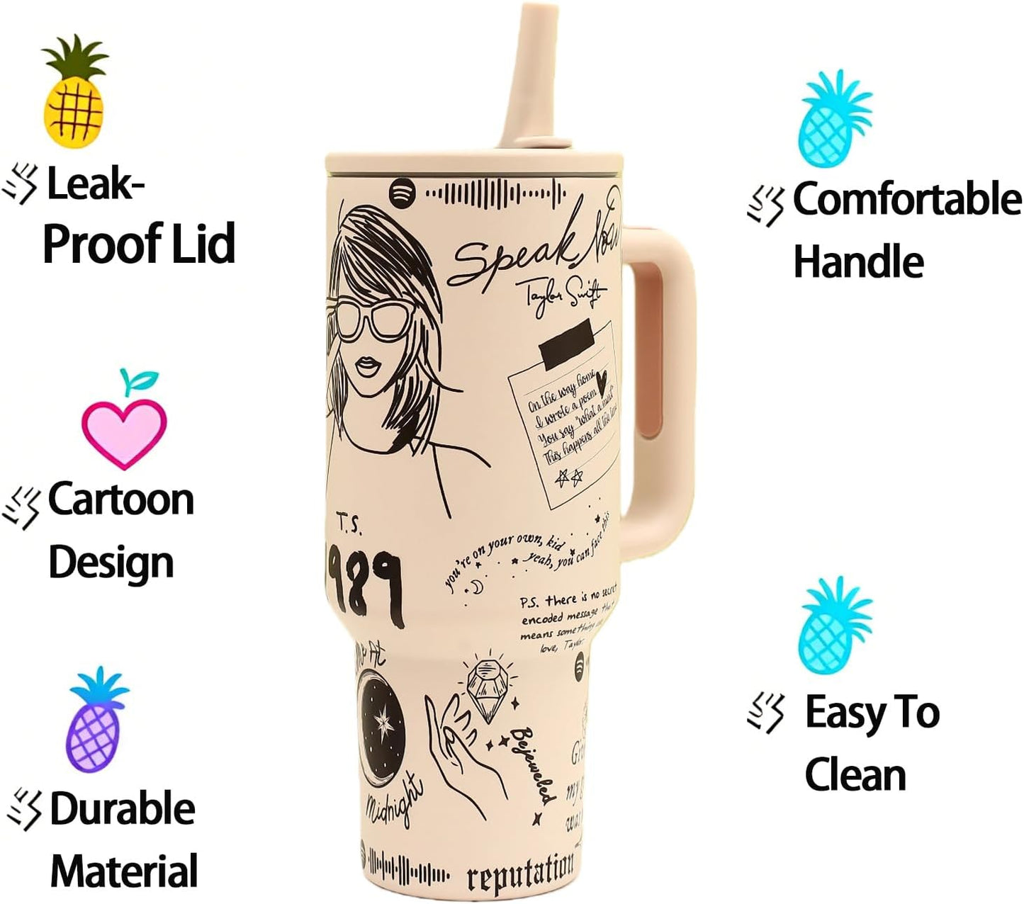 40 oz Tumbler with Handle and Flip Straw Lid, Cup Holder Friendly Insulated Stainless Steel Travel Mug, Gifts for Women & Men