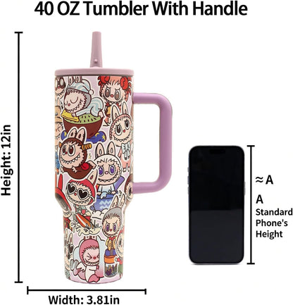 40 oz Tumbler with Handle and Flip Straw Lid, Cup Holder Friendly Insulated Stainless Steel Travel Mug, Gifts for Women & Men