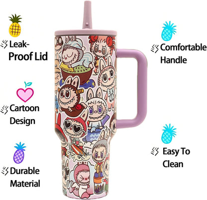 40 oz Tumbler with Handle and Flip Straw Lid, Cup Holder Friendly Insulated Stainless Steel Travel Mug, Gifts for Women & Men
