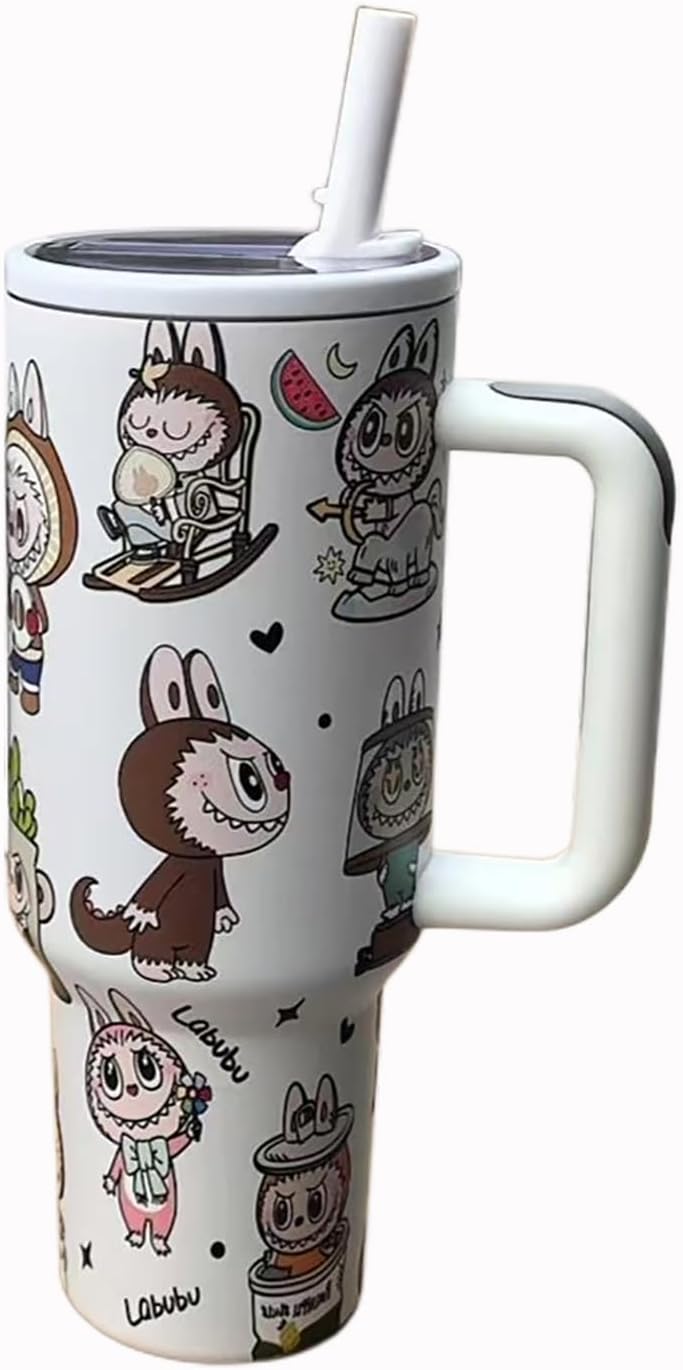 40 oz Tumbler with Handle and Flip Straw Lid, Cup Holder Friendly Insulated Stainless Steel Travel Mug, Gifts for Women & Men