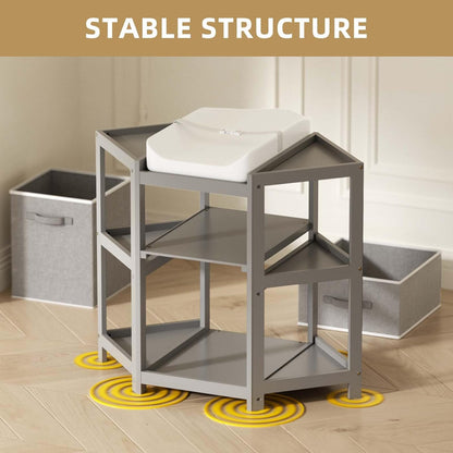 XJD Baby Corner Changing Table 2 Storage Drawers, Infant Diaper Changing Table Diaper Changing Station and Contoured Pad for Baby (Gray)