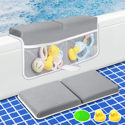 Bath Kneeler and Elbow Rest Pad Set, Quick Dry Baby Bath Kneeling Pad Thick Soft Non-Slip Baby Bathtub Mat for Baby Bathing, Baby Accessories Organizer, Gifts for Parents, Grey