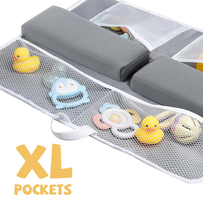 Bath Kneeler and Elbow Rest Pad Set, Quick Dry Baby Bath Kneeling Pad Thick Soft Non-Slip Baby Bathtub Mat for Baby Bathing, Baby Accessories Organizer, Gifts for Parents, Grey