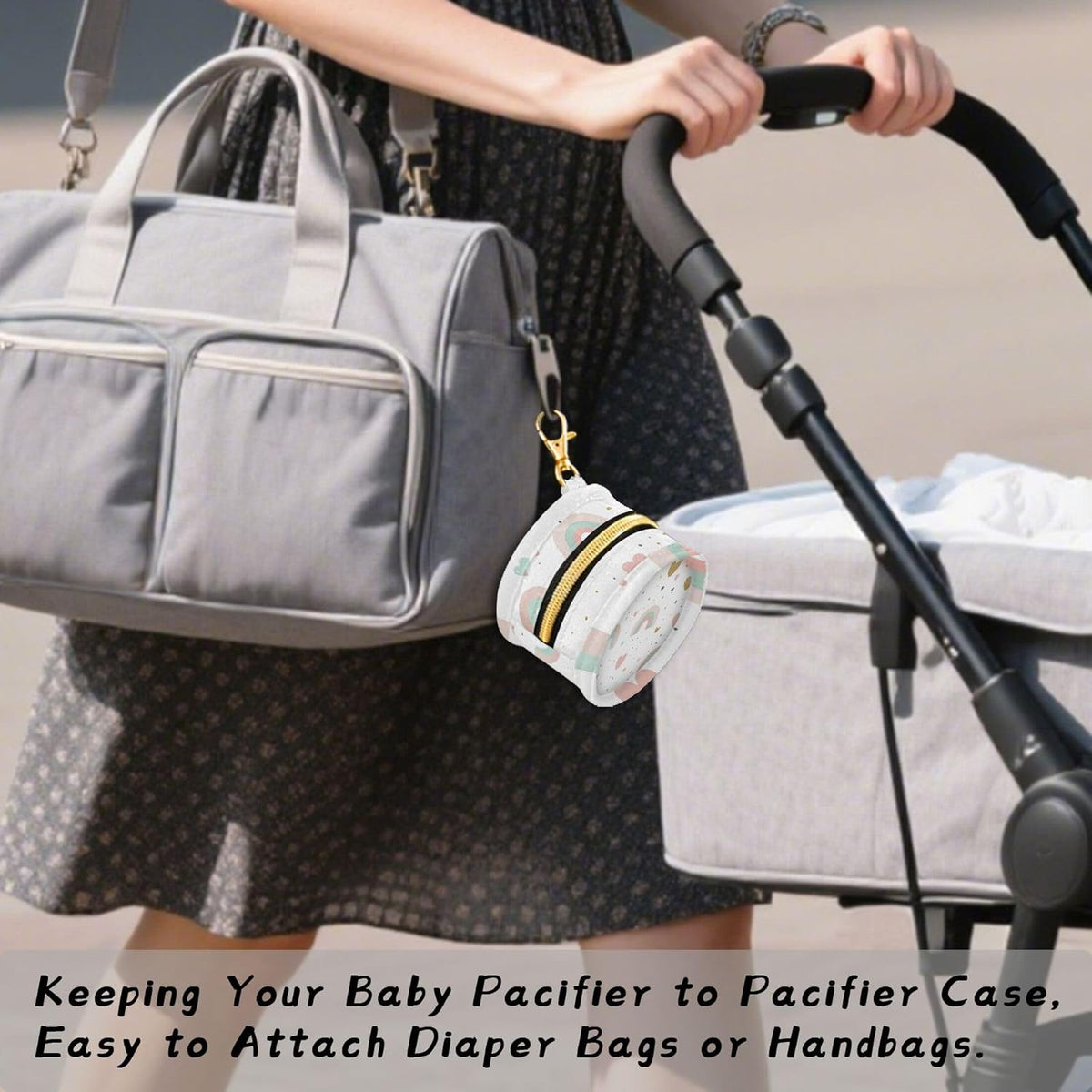 Cute Rainbow and Heart Baby Pacifier Holder Case, Dustproof Portable Storage Box for Diaper Bag Purse, Pacifier Storage Container for Boys & Girls