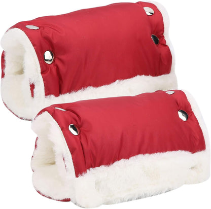 Stroller Hand Muff, Infants Stroller Gloves, Stroller Hand Muff Warm Gloves, Watertight Stroller Mittens, Carriage Handmuffs Stroller Accessories, for Parents and Caregivers in Cold Weather(red)