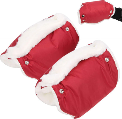 Stroller Hand Muff, Infants Stroller Gloves, Stroller Hand Muff Warm Gloves, Watertight Stroller Mittens, Carriage Handmuffs Stroller Accessories, for Parents and Caregivers in Cold Weather(red)