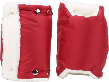 Stroller Hand Muff, Infants Stroller Gloves, Stroller Hand Muff Warm Gloves, Watertight Stroller Mittens, Carriage Handmuffs Stroller Accessories, for Parents and Caregivers in Cold Weather(red)