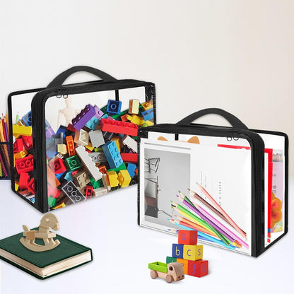 Extra Large PVC Toy Storage Bags with Zippered Closure, Portable Toy Organizer for Board Games, Building Blocks, Books