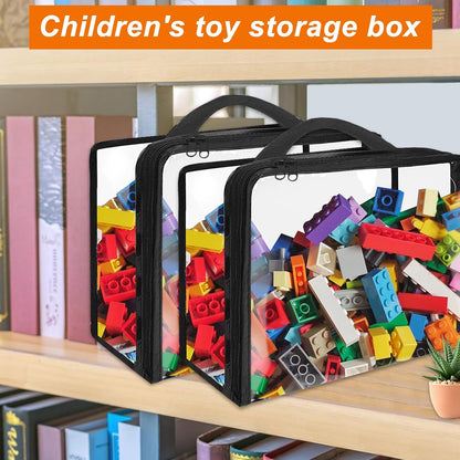 Extra Large PVC Toy Storage Bags with Zippered Closure, Portable Toy Organizer for Board Games, Building Blocks, Books