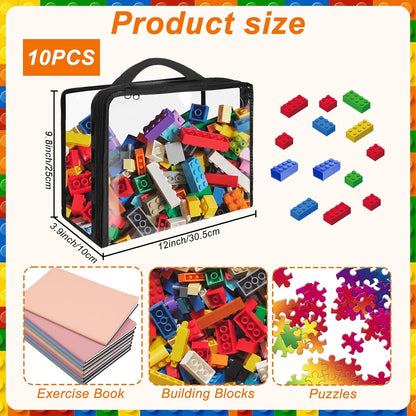 Extra Large PVC Toy Storage Bags with Zippered Closure, Portable Toy Organizer for Board Games, Building Blocks, Books