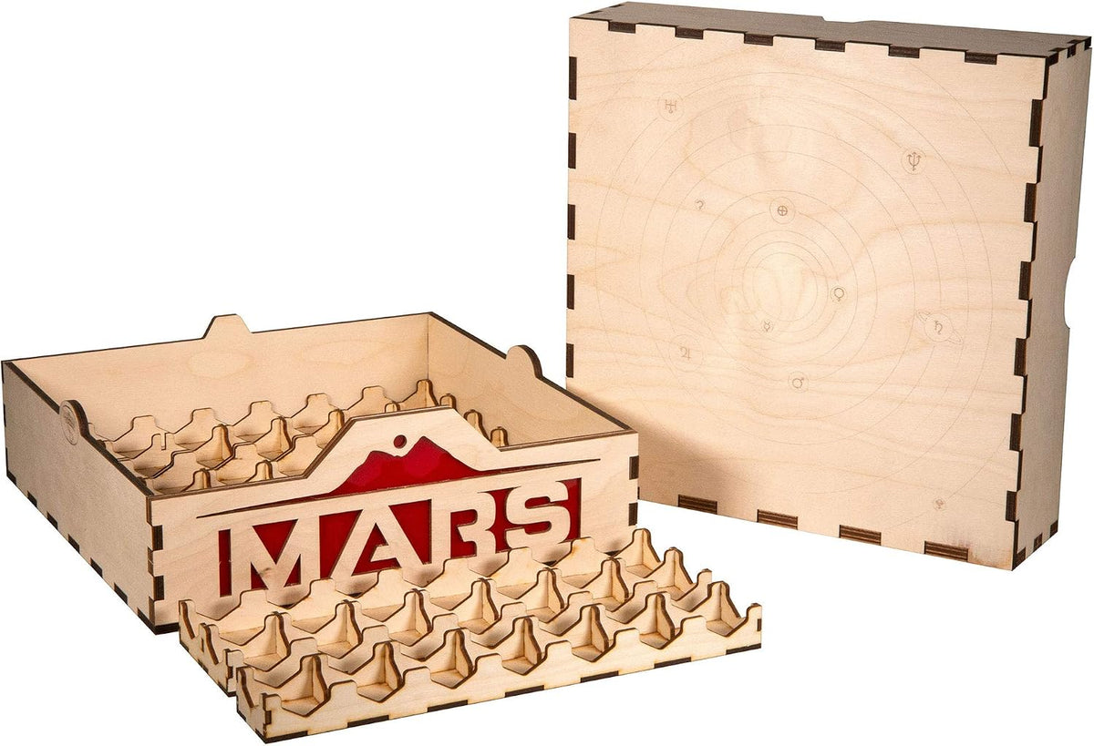 Game Organizer Compatible with Terraforming Mars: Ares Expedition - Wooden Game Organizing Box with Multiple Trays