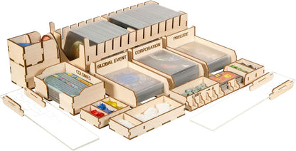 Game Organizer Compatible with Terraforming Mars: Ares Expedition - Wooden Game Organizing Box with Multiple Trays