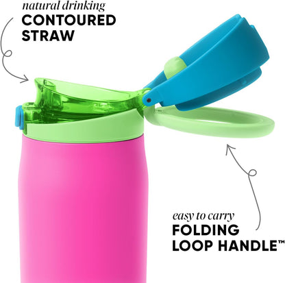 Water Bottle with Straw & Handle | 30oz | Blue | Mesa Loop Insulated Water Bottle for School, Sports, Travel | Leak Proof, Stainless Steel | Deep Dune - Colors A
