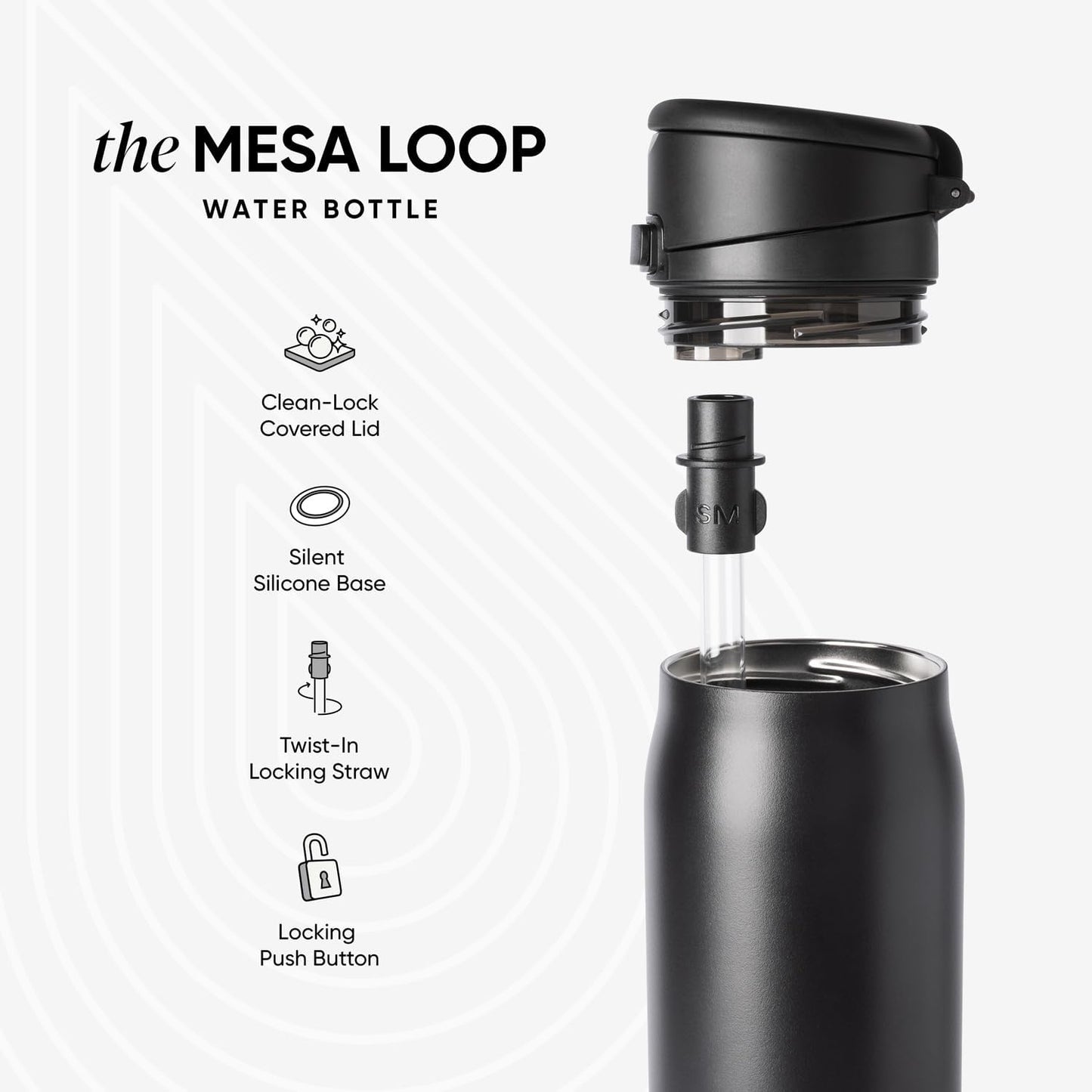 Water Bottle with Straw & Handle | 30oz | Blue | Mesa Loop Insulated Water Bottle for School, Sports, Travel | Leak Proof, Stainless Steel | Deep Dune - Colors A