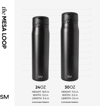 Water Bottle with Straw & Handle | 30oz | Blue | Mesa Loop Insulated Water Bottle for School, Sports, Travel | Leak Proof, Stainless Steel | Deep Dune - Colors A
