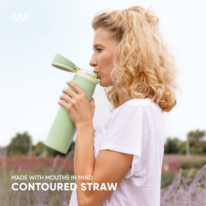 Water Bottle with Straw & Handle | 30oz | Blue | Mesa Loop Insulated Water Bottle for School, Sports, Travel | Leak Proof, Stainless Steel | Deep Dune - Colors A