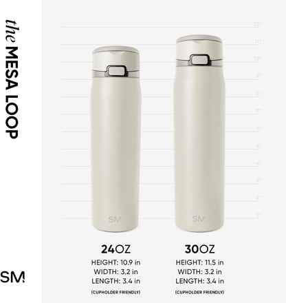 Water Bottle with Straw & Handle | 30oz | Blue | Mesa Loop Insulated Water Bottle for School, Sports, Travel | Leak Proof, Stainless Steel | Deep Dune - Colors A