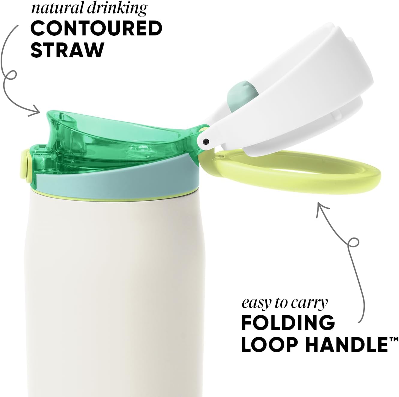 Water Bottle with Straw & Handle | 30oz | Blue | Mesa Loop Insulated Water Bottle for School, Sports, Travel | Leak Proof, Stainless Steel | Deep Dune - Colors A