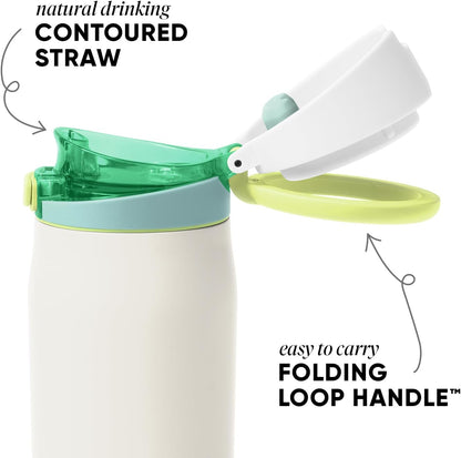 Water Bottle with Straw & Handle | 30oz | Blue | Mesa Loop Insulated Water Bottle for School, Sports, Travel | Leak Proof, Stainless Steel | Deep Dune - Colors A