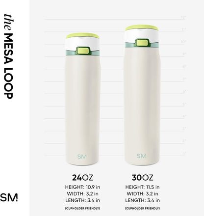 Water Bottle with Straw & Handle | 30oz | Blue | Mesa Loop Insulated Water Bottle for School, Sports, Travel | Leak Proof, Stainless Steel | Deep Dune - Colors A