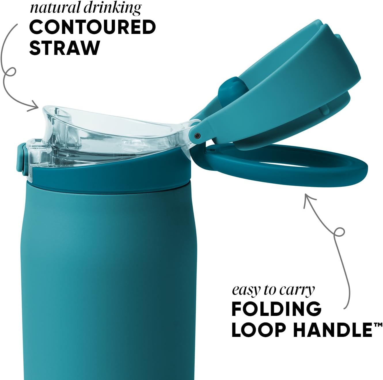 Water Bottle with Straw & Handle | 30oz | Blue | Mesa Loop Insulated Water Bottle for School, Sports, Travel | Leak Proof, Stainless Steel | Deep Dune - Colors A