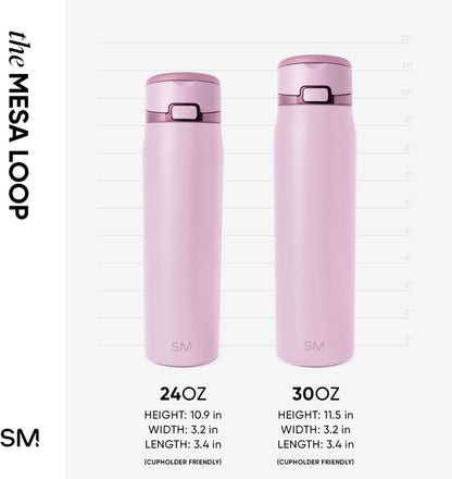 Water Bottle with Straw & Handle | 30oz | Blue | Mesa Loop Insulated Water Bottle for School, Sports, Travel | Leak Proof, Stainless Steel | Deep Dune - Colors A