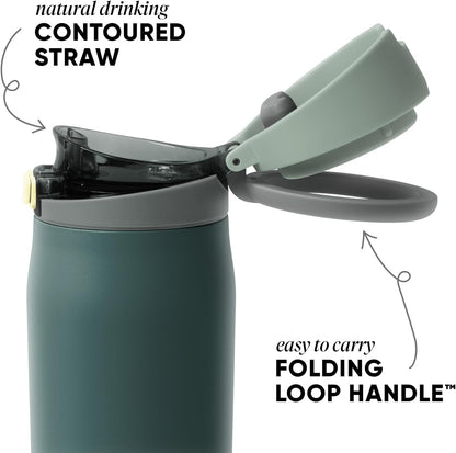 Water Bottle with Straw & Handle | 30oz | Blue | Mesa Loop Insulated Water Bottle for School, Sports, Travel | Leak Proof, Stainless Steel | Deep Dune - Colors A