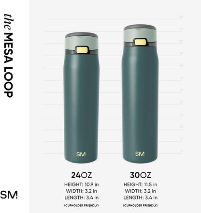 Water Bottle with Straw & Handle | 30oz | Blue | Mesa Loop Insulated Water Bottle for School, Sports, Travel | Leak Proof, Stainless Steel | Deep Dune - Colors A