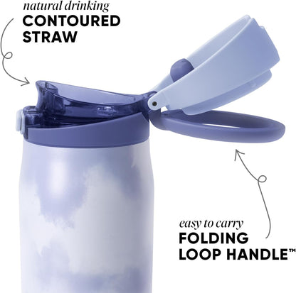 Water Bottle with Straw & Handle | 30oz | Blue | Mesa Loop Insulated Water Bottle for School, Sports, Travel | Leak Proof, Stainless Steel | Deep Dune - Colors A