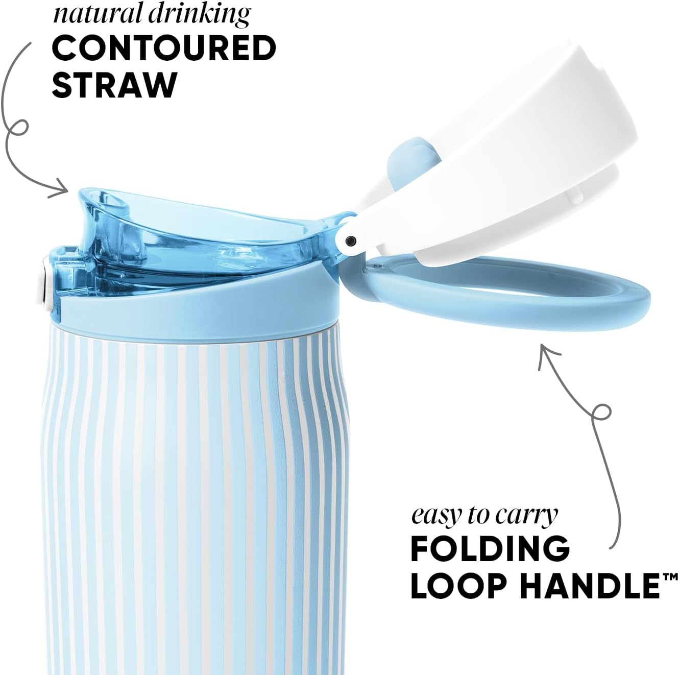 Water Bottle with Straw & Handle | 30oz | Blue | Mesa Loop Insulated Water Bottle for School, Sports, Travel | Leak Proof, Stainless Steel | Deep Dune - Colors A
