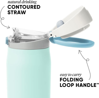 Water Bottle with Straw & Handle | 30oz | Blue | Mesa Loop Insulated Water Bottle for School, Sports, Travel | Leak Proof, Stainless Steel | Deep Dune - Colors A
