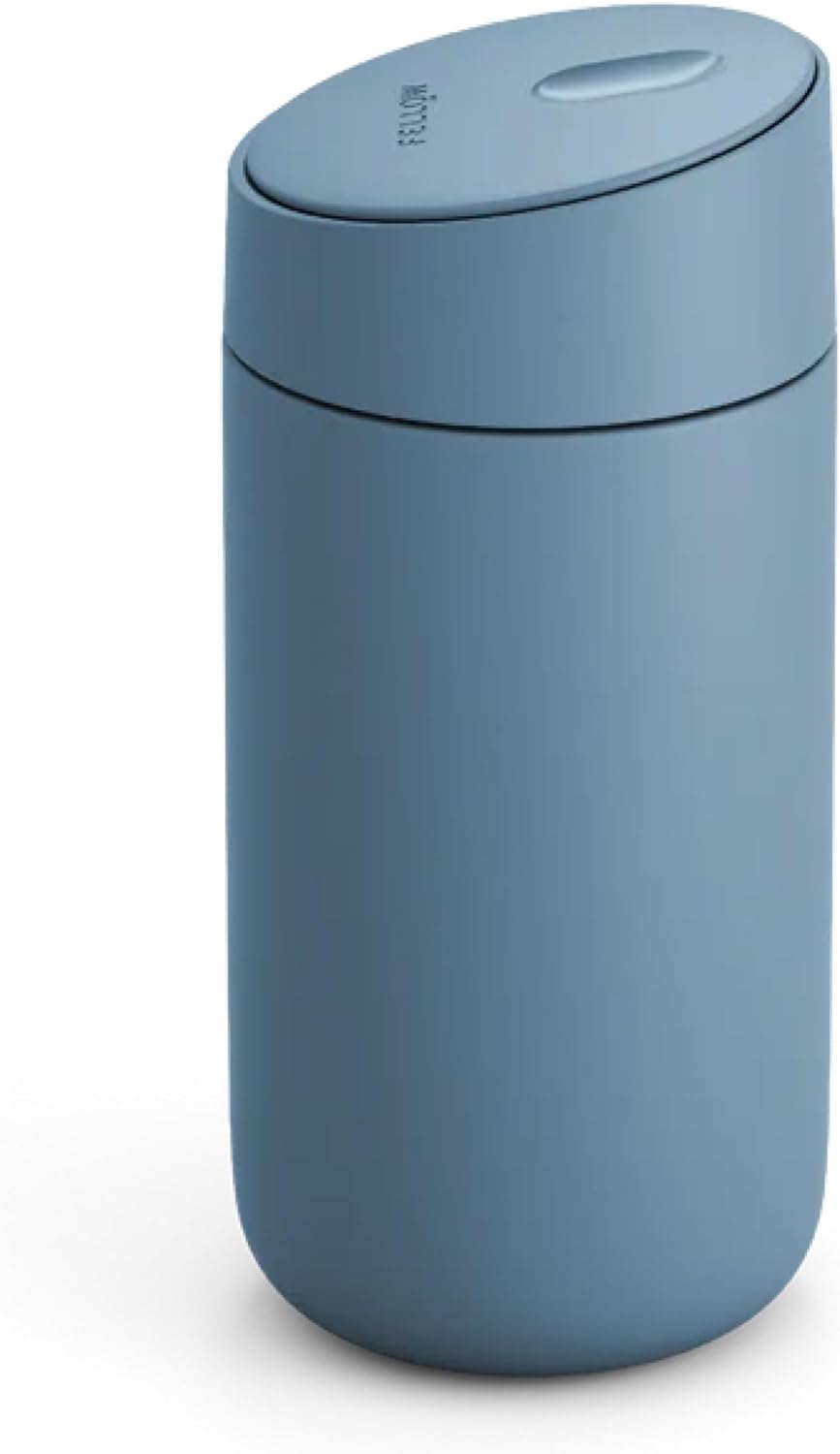 Carter Slide Ceramic Lined Travel Coffee Mug 12 oz, One-Handed Lid | No Metallic Taste Stainless Steel Coffee Tumbler, Leak-Proof, Hot 6Hr Cold 6Hr, BPA-Free, Dishwasher Safe, Stone Blue