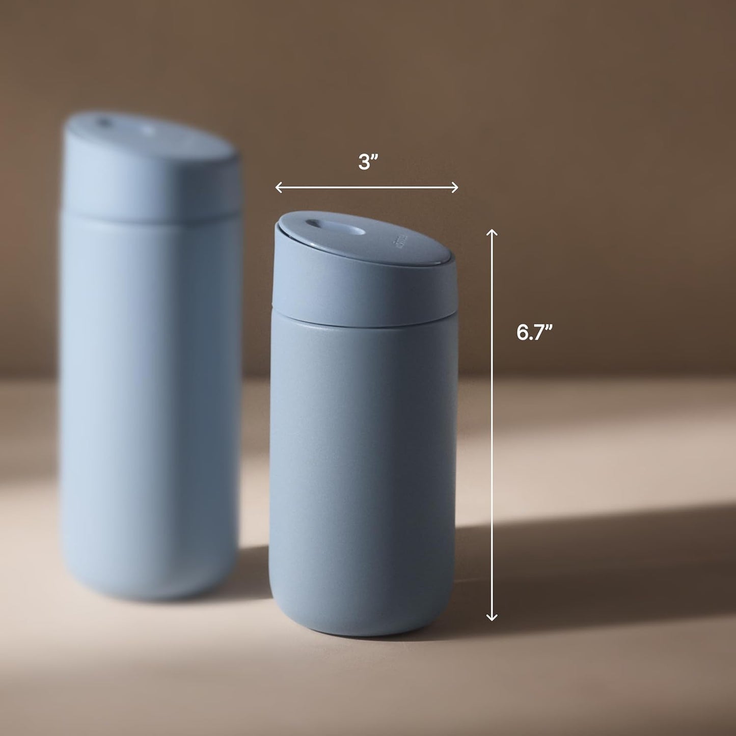 Carter Slide Ceramic Lined Travel Coffee Mug 12 oz, One-Handed Lid | No Metallic Taste Stainless Steel Coffee Tumbler, Leak-Proof, Hot 6Hr Cold 6Hr, BPA-Free, Dishwasher Safe, Stone Blue