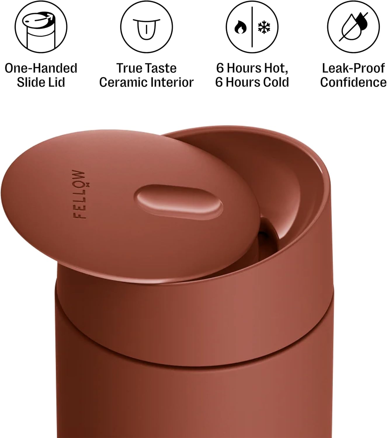 Carter Slide Ceramic Lined Travel Coffee Mug 12 oz, One-Handed Lid | No Metallic Taste Stainless Steel Coffee Tumbler, Leak-Proof, Hot 6Hr Cold 6Hr, BPA-Free, Dishwasher Safe, Stone Blue