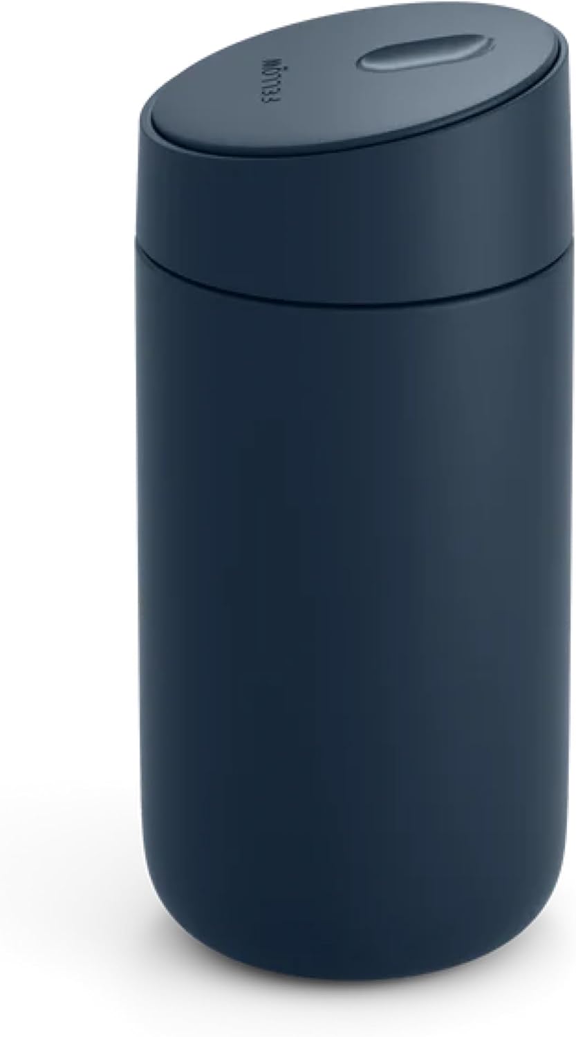 Carter Slide Ceramic Lined Travel Coffee Mug 12 oz, One-Handed Lid | No Metallic Taste Stainless Steel Coffee Tumbler, Leak-Proof, Hot 6Hr Cold 6Hr, BPA-Free, Dishwasher Safe, Stone Blue