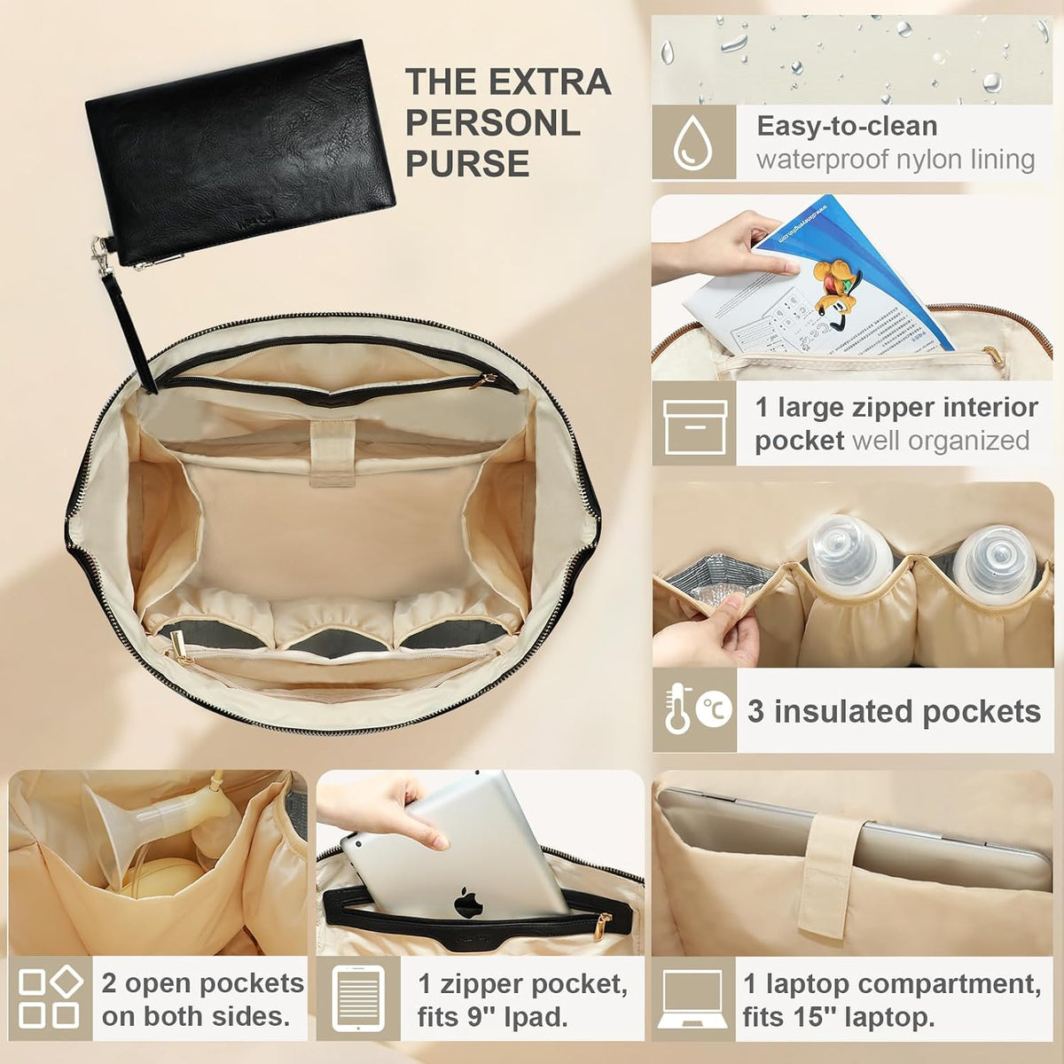 Diaper Bag Tote Leather Diaper Bag Backpack Pañaleras Para Bebe